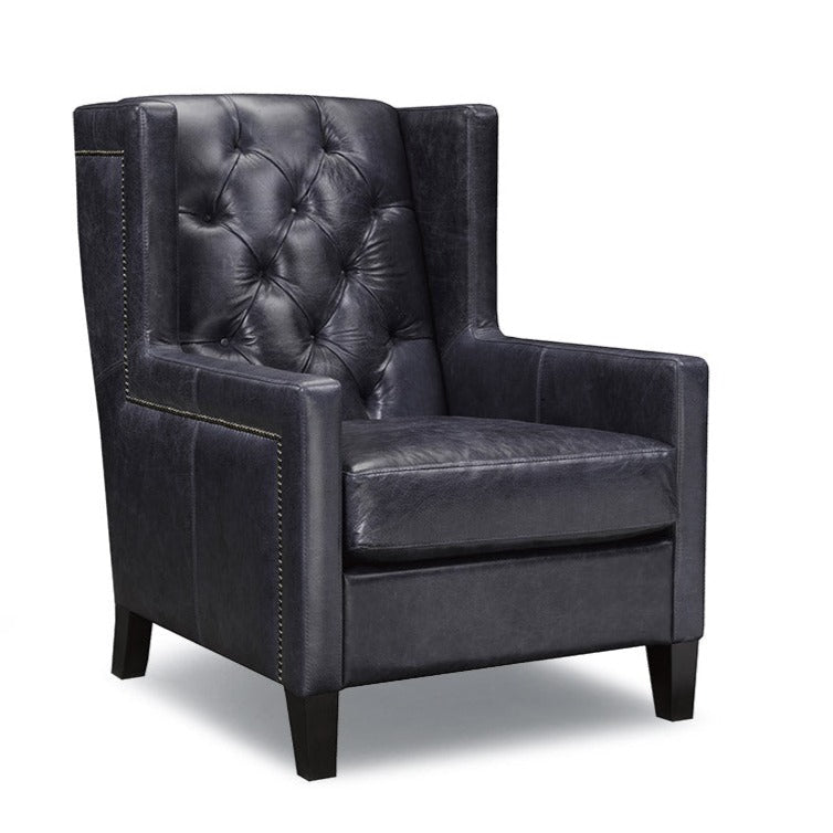 Colton Leather Tufted Made in Canada Ottawa Wingback Chair Kanata