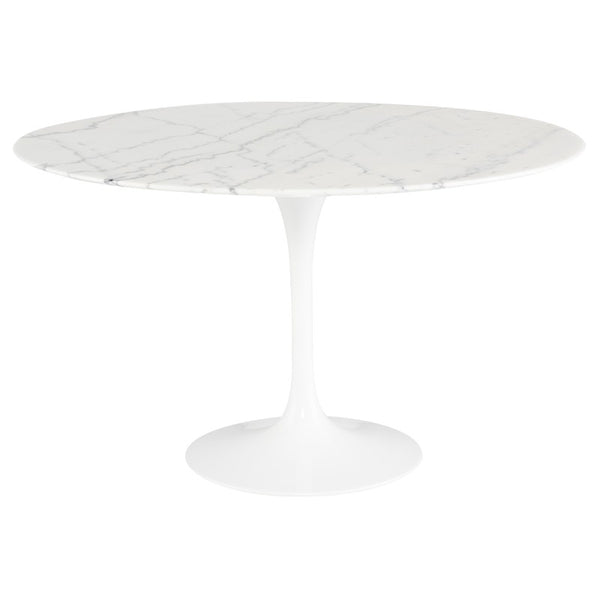 Cal Round Dining Table - White Marble Small