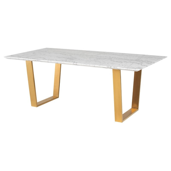 Catrine Dining Table - White Marble Gold