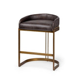 Hollyfield Leather Seat Counter Stool - Charcoal Brown