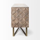 Excelsior I Solid Wood Gold Metal Base 4 Cabinet Door Sideboard