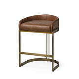 Hollyfield Leather Seat Counter Stool - Cognac Brown