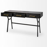 Vince Black Metal With Gold Accents 3 Drawer Office Desk
