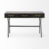 Vince Black Metal With Gold Accents 3 Drawer Office Desk