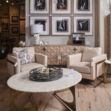 Excelsior I Solid Wood Gold Metal Base 4 Cabinet Door Sideboard