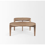 Cleaver Set Of 2 Round Brown Solid Wood Nesting Coffee Tables