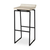 Givens Wood Seat Bar Stool - Natural Wood / Black Metal
