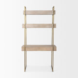 Cordell Light Brown Wood With Gold Metal Office Desk