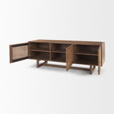 Grier Medium Brown Wood With Cane Media Console