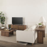 Grier Medium Brown Wood With Cane Media Console
