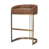 Hollyfield Leather Seat Commercial-Grade Bar Stool - Cognac Brown