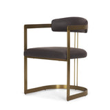 Hollyfield Leather Contract-Grade Dining Chair - Charcoal-Brown Leather