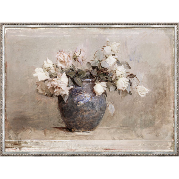 Roses in a Blue Vase C. 1890 - Medium