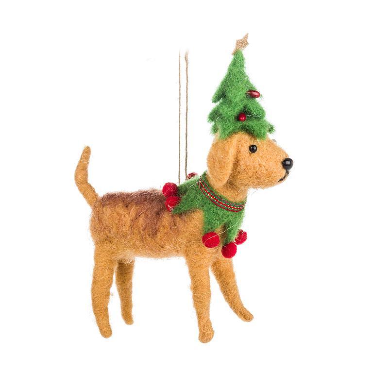 Dog in Tree Suit Ornament