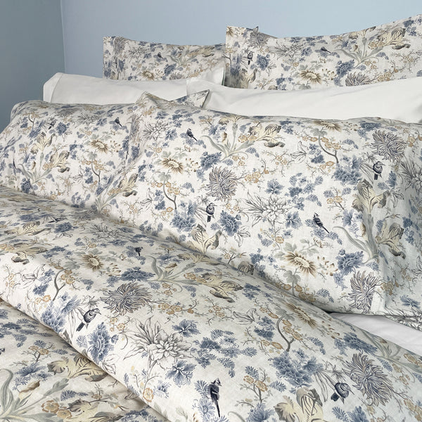 Blue Bird Duvet and Shams - King