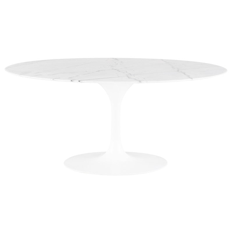 Echo Oval Dining Table - White Marble Small