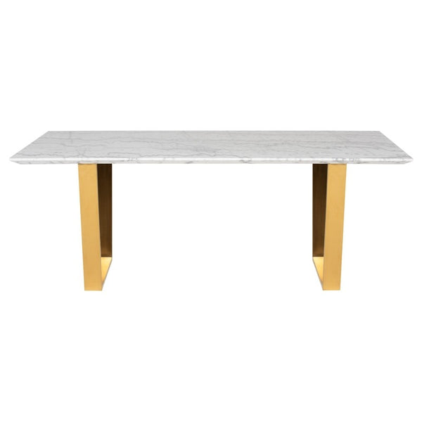 Catrine Dining Table - White Marble Gold