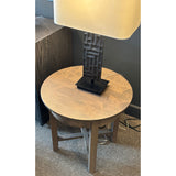 Clearance - Demi Lune Round End Table w/ Wood Top