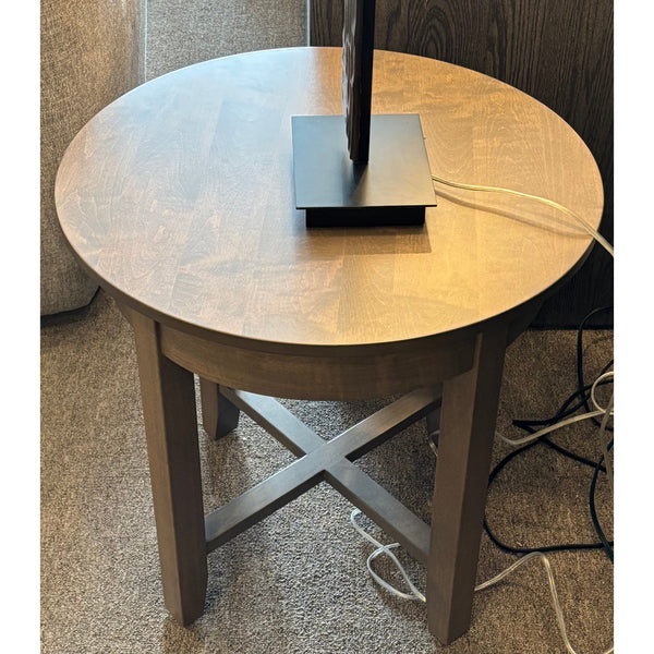 Clearance - Demi Lune Round End Table w/ Wood Top