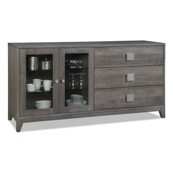 Belmont Sideboard with 2/Glass Doors on Left & 3/Drawers on Right & 2/Glass Adjust Shelves