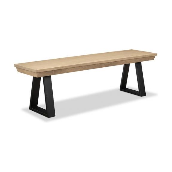 Belmont 60" Bench with Metal Pedestal and Wood Seat