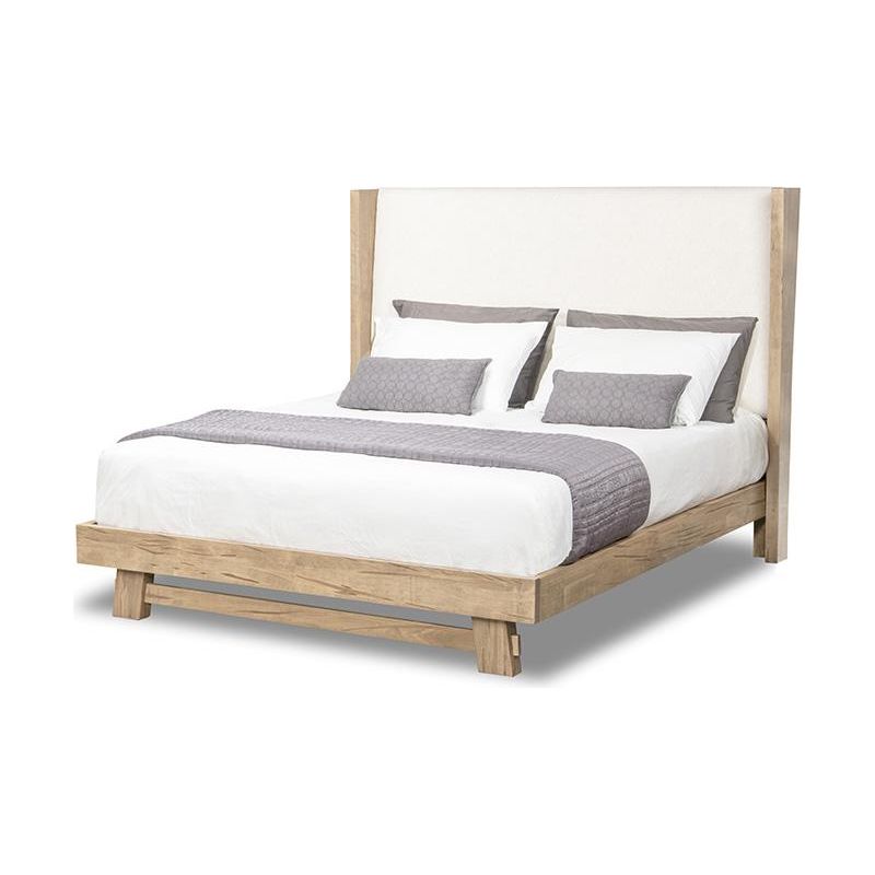 Jasper Queen Platform Bed with Fabric Headboard & Wraparound Footboard