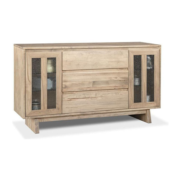 Jasper Sideboard w/2 Waterfall Glass Doors & 3/Dwrs in Center with 4/Glass Adjust Shelves