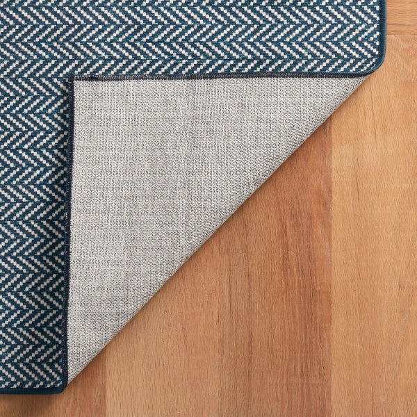 AS - Herringbone Navy Machine Washable Rug