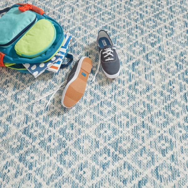 AS - Melange Diamond Blue Machine Washable Rug