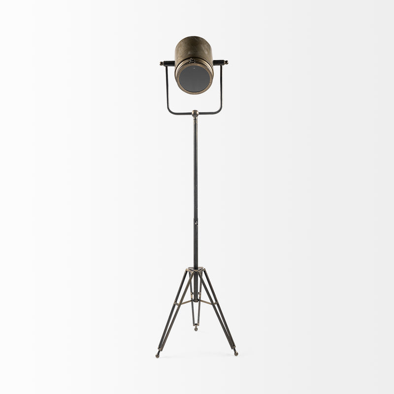 Debdou (61"H) Gold and Black Metal Adjustable Cinema-Style Floor Lamp