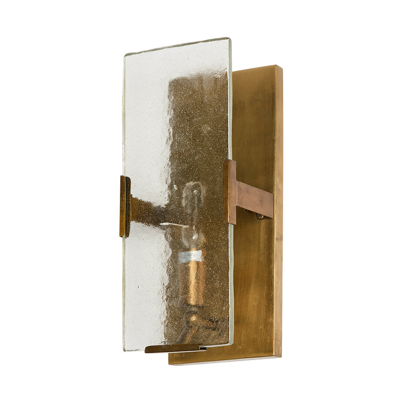 Gruber 4.5x12 Brass Toned Metal w/Frosted Glass Rectangular Wall Sconce
