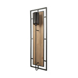 Cleo 16.9x57.1 Black Metal and Wood Rectangular Wall Sconce