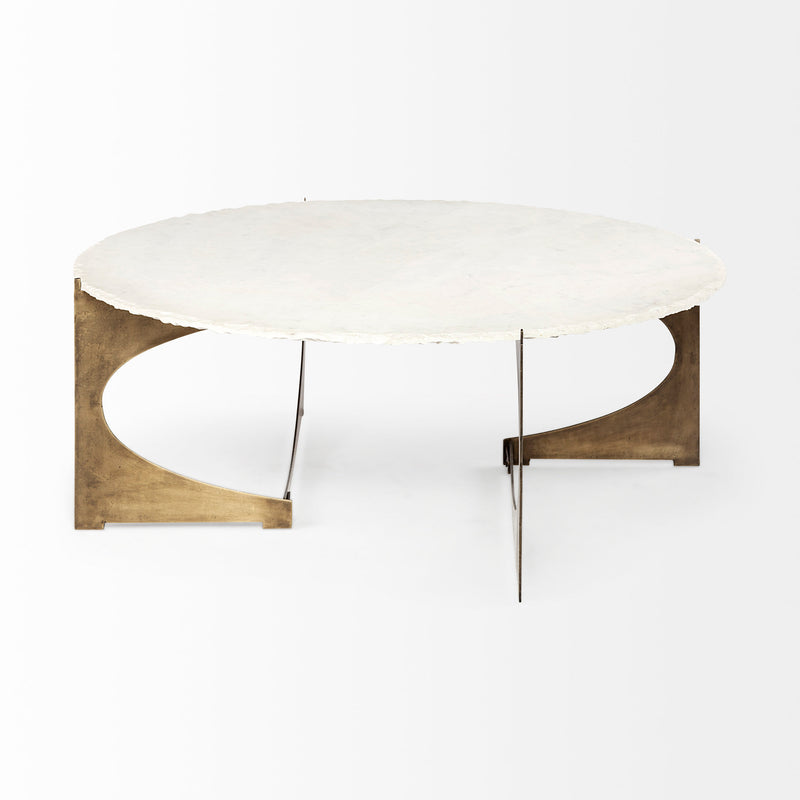 Reinhold III 48x30 Oval Marble Top Gold Metal Base Coffee Table