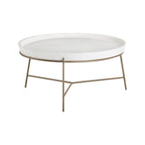 Remy Coffee Table - Antique Brass - White