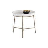 Remy End Table - Ant Brass - White