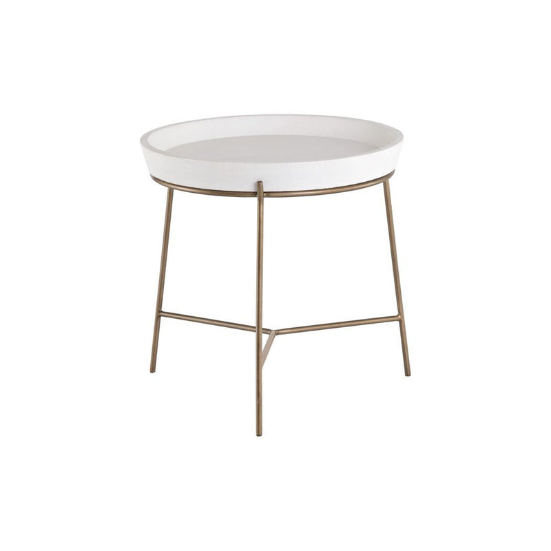 Remy End Table - Ant Brass - White