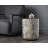 Diaz End Table - Marble Look - Antique Brass