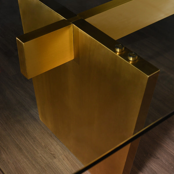 Aiden Glass Dining Table - Gold