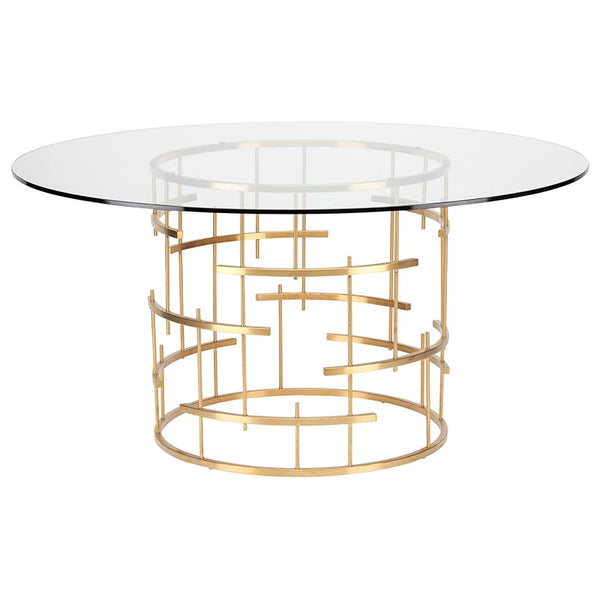 Round Tiffany Glass Dining Table - Gold