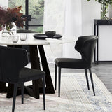 CABO Leatherette Dining Chair: Black Metal Base